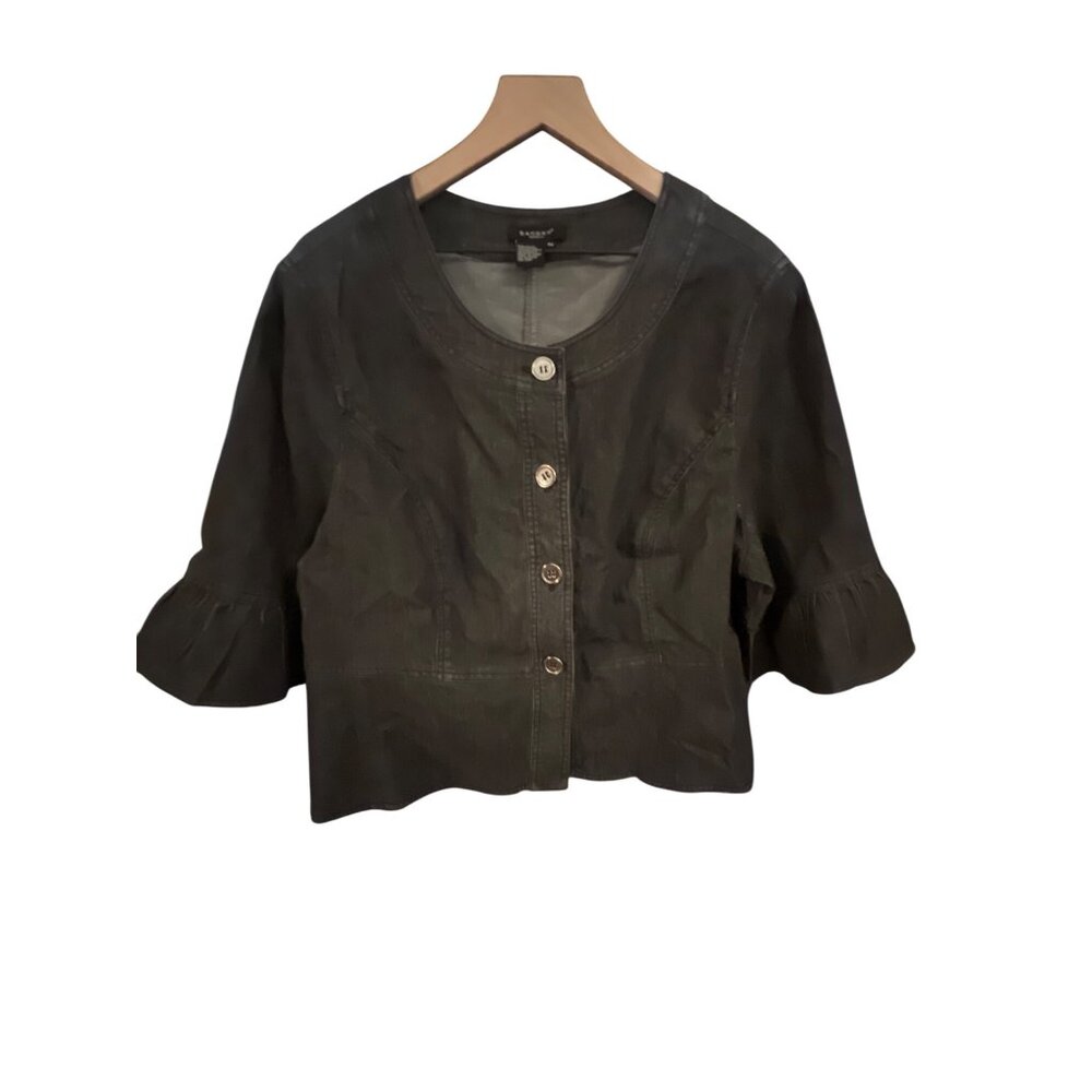Sandro‎ Womens Dark Blue Cropped Button-Up Jacket 2X Denim